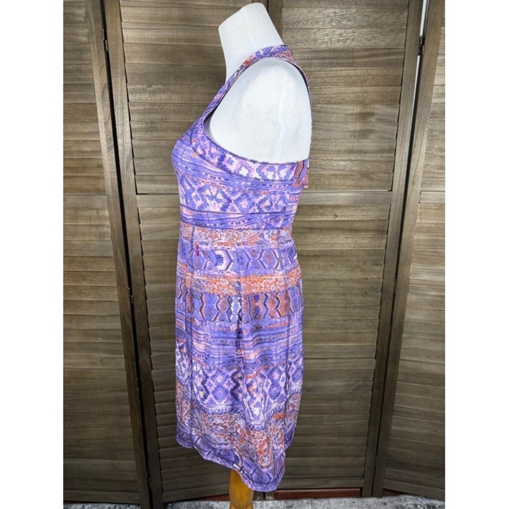 Title Nine Nimblene Halter‎ Dress Purple Ikat Floral Athletic Stretch Size 4 - Picture 5 of 12